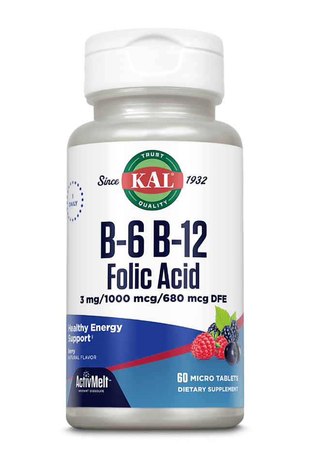 Kal - B-6 B-12 Folic Acid ActivMelt 60ct Lozenge