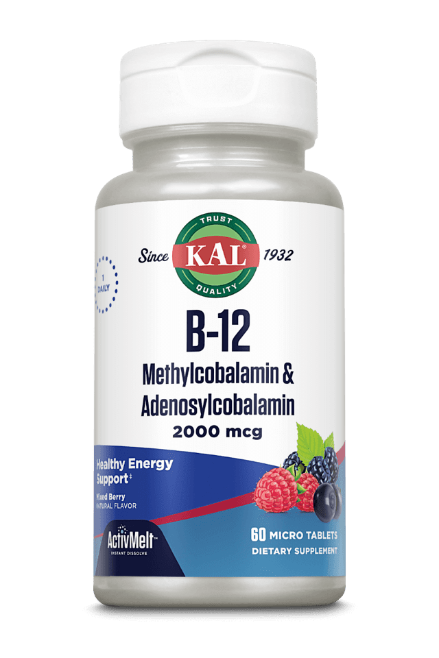 Kal - B-12 Methylcobalamin Adenosyl ActivMelt 60 ct 2000 m Lozenge
