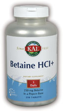 Kal - Betaine HCl 250ct 250mg Tablet