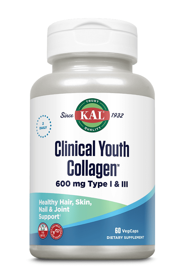 Kal - Clinical Youth Collagen Type I & III 60ct 6000mg Vegetarian Capsule