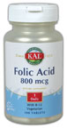 Kal - Folic Acid + B-12 100ct 800mcg Tablet