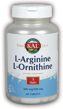 Kal - L-Arginine L-Ornithine 60ct 1000mg Tablet-UNAVAILABLE