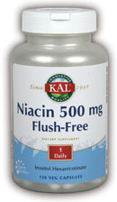 Kal - Niacin Flush-Free 120ct 500mg Vegetarian Capsule