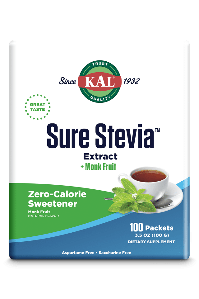 Kal - Stevia Plus Monk Fruit 100ct 1g Fine Powder