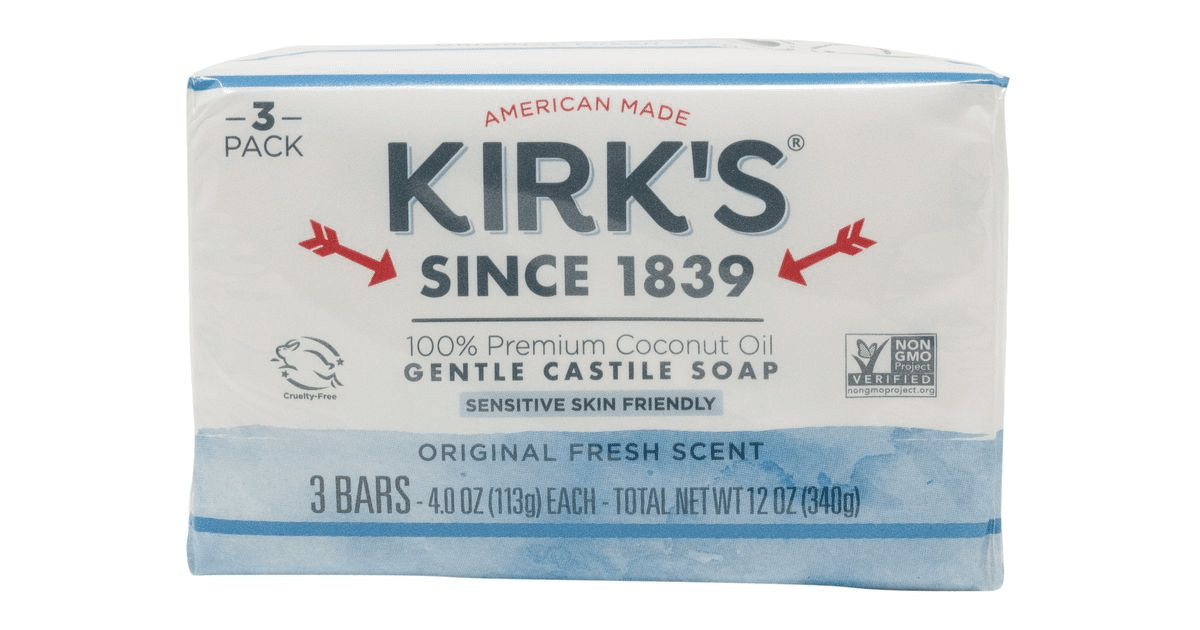 Kirks Natural Castile Bar Soap Pack 3 ct