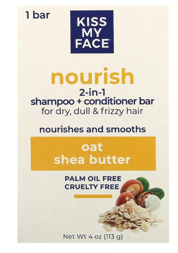 Kiss My Face - Bar Soap Nourish 2 in 1 Shamp + Condit Oat and Shea Butter 4 oz 