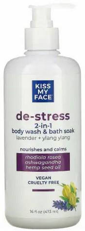 Kiss My Face - De-Stress 2-In-1 Body Wash & Bath Soak Lavender + Ylang Ylang 16 ounce
