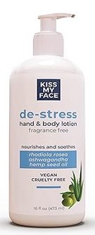 Kiss My Face - De-Stress Hand & Body Lotion Fragrance Free 16oz-OUT OF STOCK