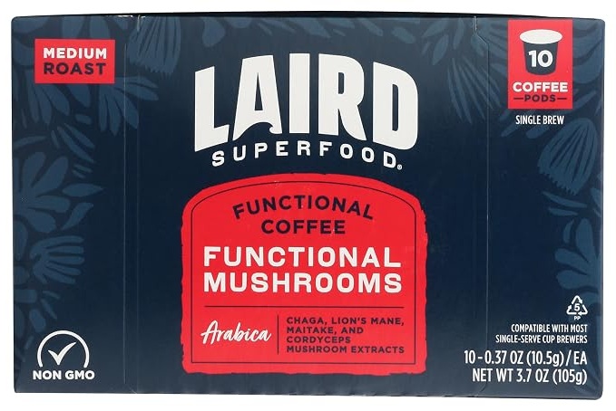 LAIRD Superfood - Organic Coffee Medium Roast with Functional Mushrooms Perform 10 cups