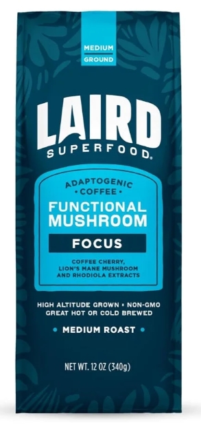 LAIRD Superfood - Coffee with Functional Mushrooms Focus Medium Roast Ground 12 oz