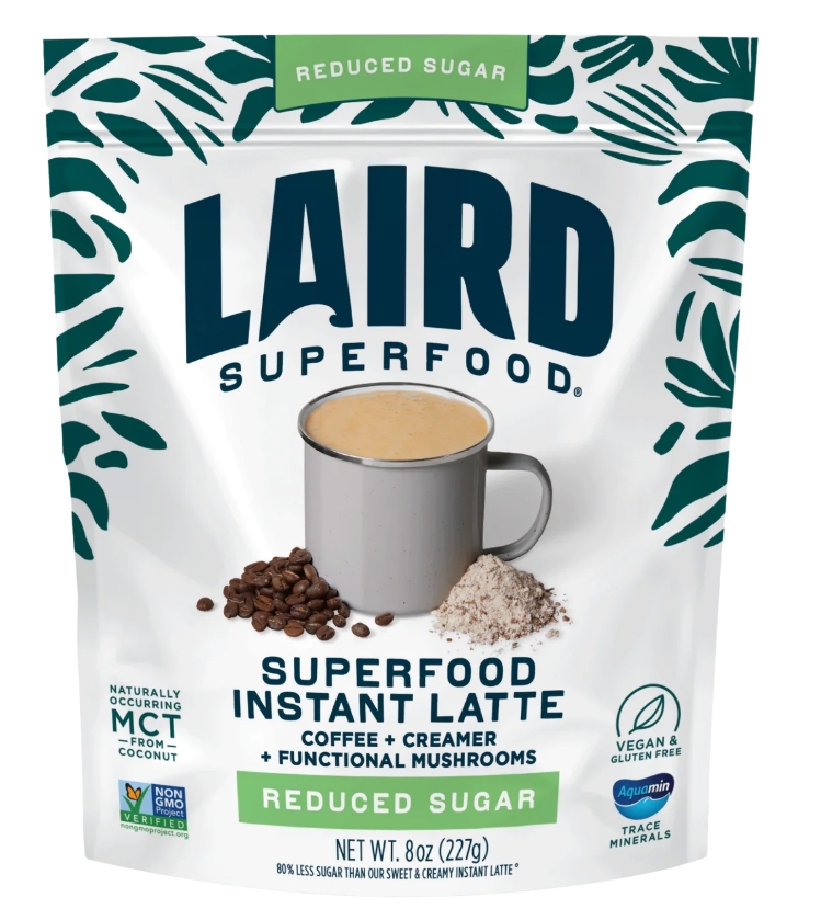 LAIRD Superfood - Creamer with Functional Mushrooms Instant Latte Reduced Sugar 8 oz
