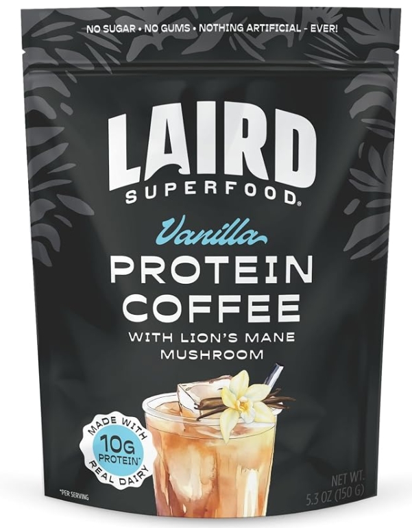 LAIRD Superfood - Vanilla Protein Coffee with Lion's Mane Mushroom 10g Protein 5.3 oz