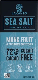 Lakanto Chocolate Bar Sea Salt Dark box of 8 / 2.3Oz