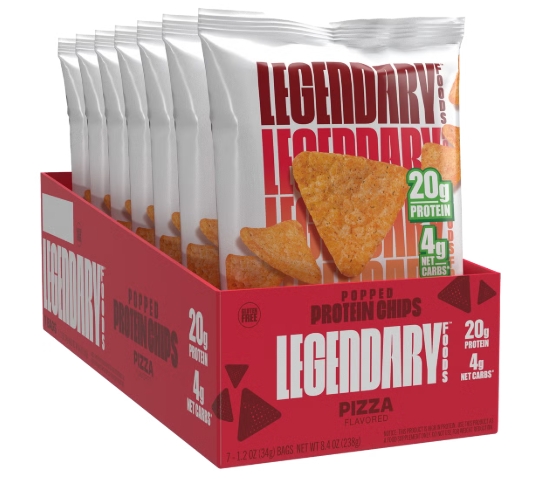 Legendary Foods Popped Protein Chips Pizza Flavored 7Bags 20g protein 4g Net carbs