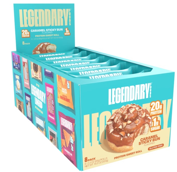 Legendary Foods Protein Sweet Rolls Caramel Sticky Bun 8 Pack