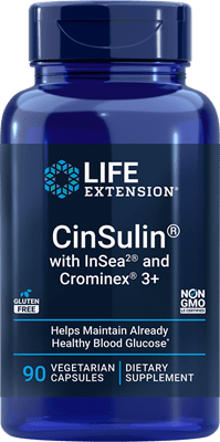 Life Extension -  CinSulin with InSea2 and Crominex 3+ 90 vegetarian capsules