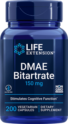 Life Extension -  DMAE Bitartrate (dimethylaminoethanol) 150 mg, 200 vegetarian capsules