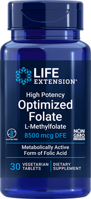Life Extension -  High Potency Optimized Folate 5000 mcg, 30 vegetarian tablets