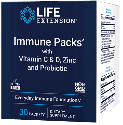 Life Extension - Immune Packs with Vitamin C & D, Zinc and Probiotic 30 packets