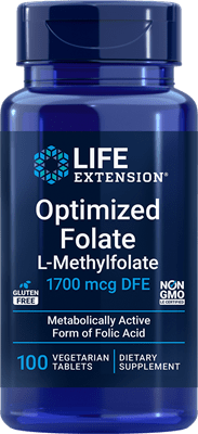 Life Extension -  Optimized Folate (L-Methylfolate) 1000 mcg, 100 vegetarian tablets