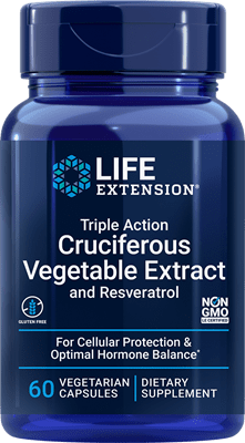 Life Extension -  Triple Action Cruciferous Vegetable Extract with Resveratrol 60 vegetarian capsules