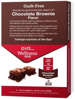Life Extension - Wellness Bar - Chocolate Brownie  6 bars  1.52 oz each bars