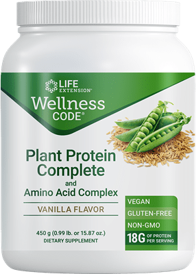 Life Extension -  Wellness Code Plant Protein Complete & Amino Acid Complex 450 g (0.99 lb or 15.87 oz.)