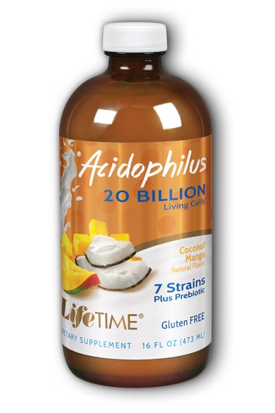 Life Time Adophilus w/FOS 20 Billion Coconut Mango liq 16 oz-OUT OF STOCK