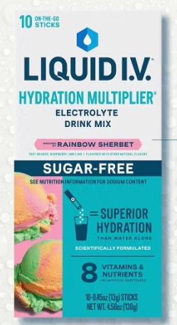 LIQUID IV Hydration Sugar Free Sherbet 10Ctbx 4.58Oz