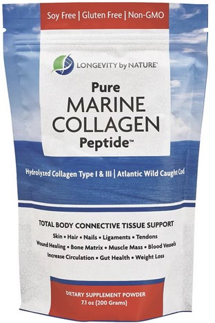 LONGEVITY by NATURE 100% Pure Marine Collagen Peptide Powder 7 ounce