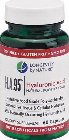 LONGEVITY by NATURE Natural Hyaluronic Acid Synovial Fluid, Joint Lubricant/EyeHealth 100 mg 60 capsule