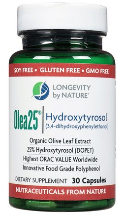 LONGEVITY by NATURE Olive Leaf Extract 25% Hydroxytyrosol 30 capsule