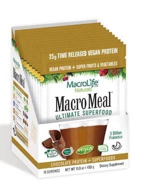 MacroLife MacroMeal Vegan Chocolate 10 Packet Box