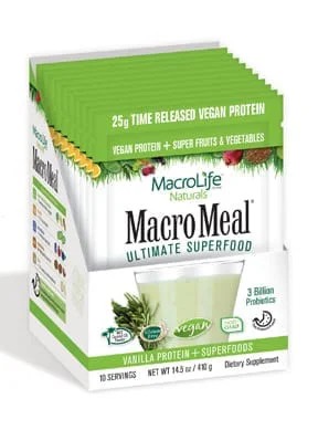 MacroLife MacroMeal Vegan Vanilla 10 Packet Box