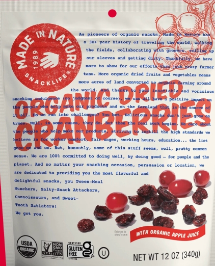 Made In Nature Dried Fruit Cranberries 12Oz