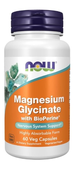 Now Vitamins - Magnesium Glycinate w/BioPerine 60 Vcaps   