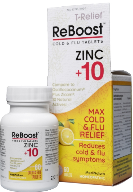 Medinatura - Reboost Zinc +10 Cold & Flu Relief Lemon 60 tablet      TEMPORARILY UNAVAILABLE