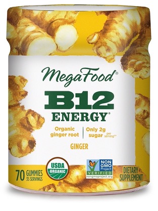 Megafood -  B12 Energy Gummies, Ginger 70 Tablets      TEMPORARILY UNAVAILABLE
