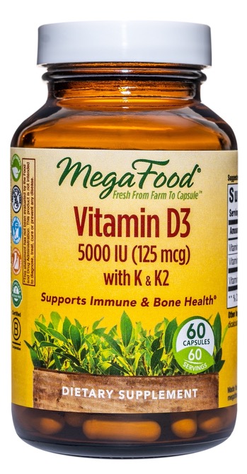 Megafood -  Vitamin D3 5000 IU with K & K2 60 Tablets