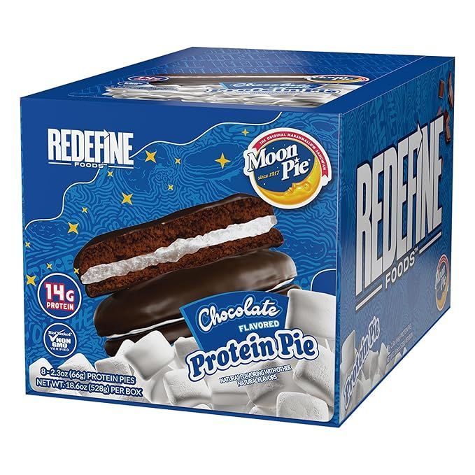 Redefine Foods Protein Pie  MoonPie Chocolate - 8 Count - 14g of Protein Per Serving 