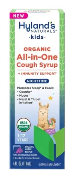 Hyland's Kids Organic All in One Cough Syrup Nighttime - Grape 4/oz