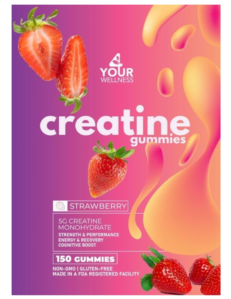 4 Your Wellness Creatine Gummies Strawberry Flavor 150 Gummies 