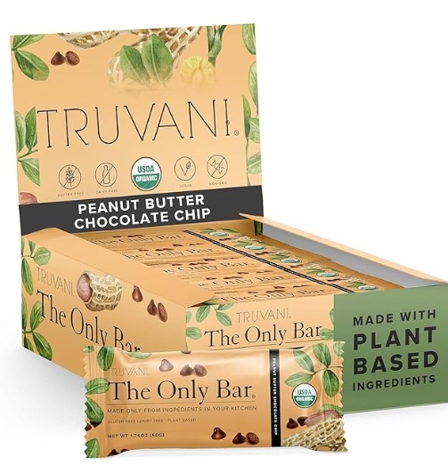 Truvani The Only Bar 8g Protein 12 Bars Peanut Butter Chocolate Chip