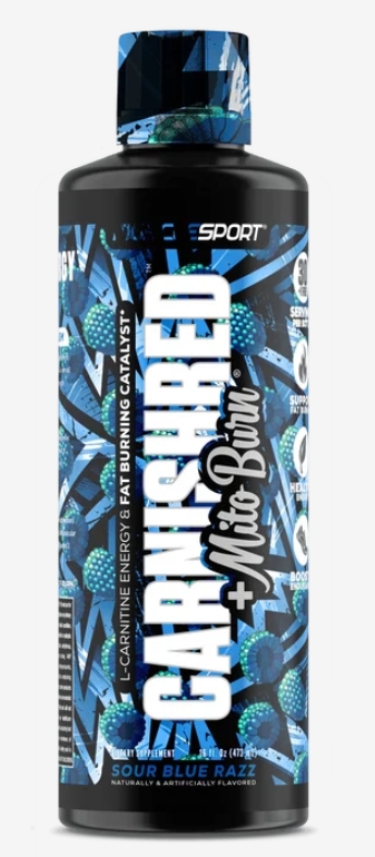 Muscle Sport Carnishred + Mitoburn 31 Servings 16/oz Sour Blue Razz Flavor