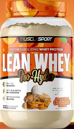 Muscle Sport Lean Whey Iso-Hydro 2pnds 26Serv Georgia Peach Cobbler a' la Mode 