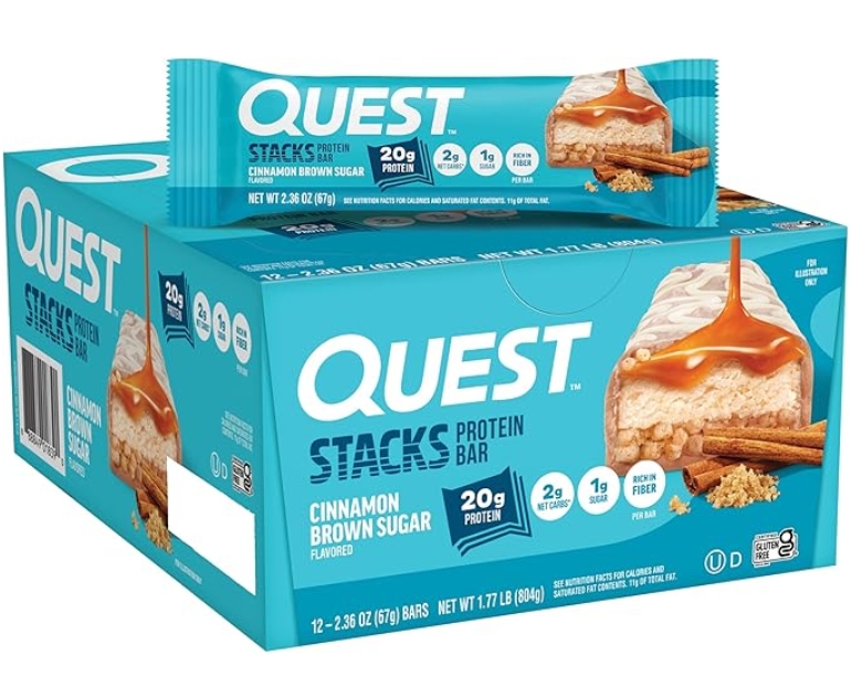 Quest Staks Cinnamon Brown Sugar 20g Protein 12 Bars