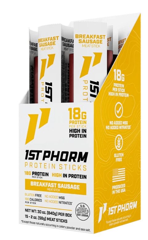 	 1st Phorm High Protein Meat Sticks 18g Protein BBQ Seasoned 15 2/oz Sticks