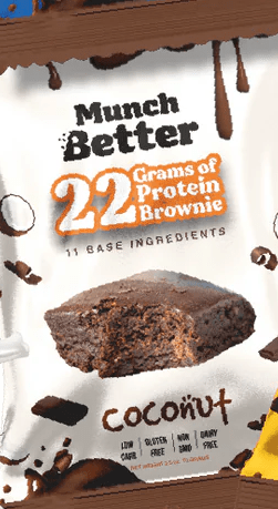 Munch Better Coconut Protein Brownie 8box Brownies 22g of Protein