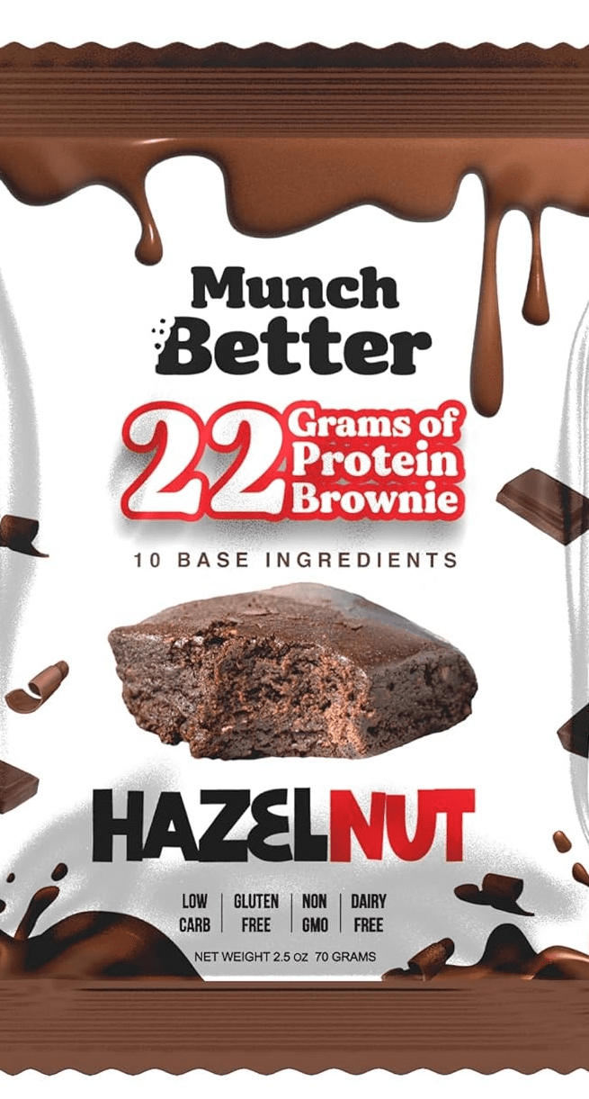 Munch Better Hazelnut Protein Brownie 8box Brownies 22g of Protein
