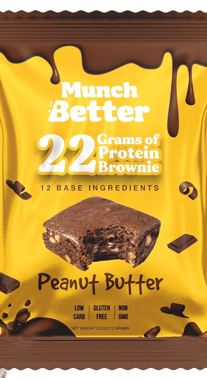 Munch Better Peanut Butter Protein Brownie 8box Brownies 22g of Protein